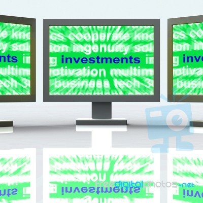 Investments Monitors Shows Loan For Return And Revenue Stock Image