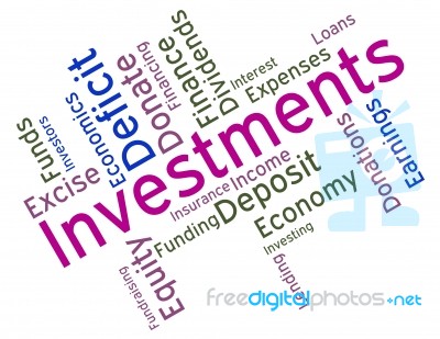 Investments Word Indicates Roi Stock And Wordcloud Stock Image