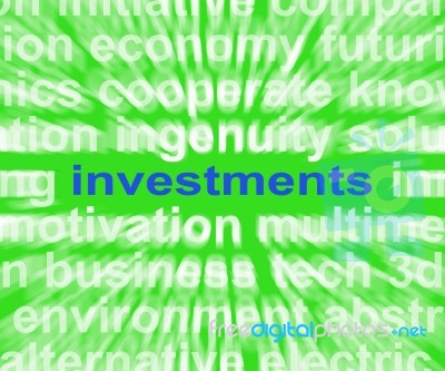 Investments Word Shows Loan For Return And Revenue Stock Image