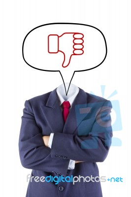 Invisible Businessman Head Say Thumb Down Stock Photo