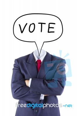 Invisible Businessman Head Think For Vote Stock Photo