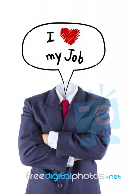 Invisible Businessman No Head Say Love Job Stock Photo