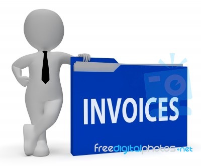 Invoices Folder Indicates Due Bills 3d Rendering Stock Image