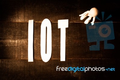 Iot  Concept And 3d White Man Stock Photo