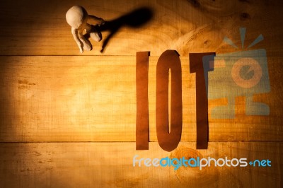 Iot  Concept And 3d White Man Stock Photo