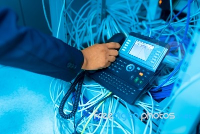 Ip Phone In Network Room Stock Photo