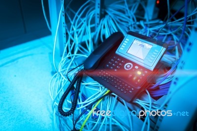 Ip Phone In Network Room Stock Photo