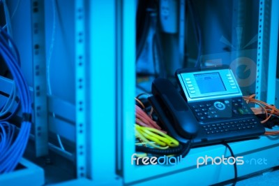 Ip Phone In Network Room Stock Photo