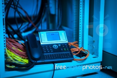 Ip Phone In Network Room Stock Photo