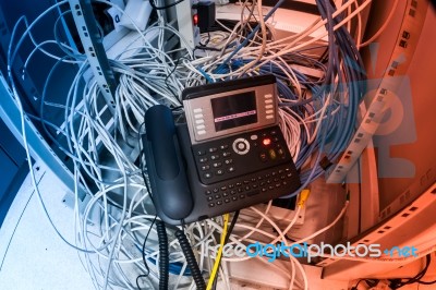 Ip Phone In Network Room Stock Photo