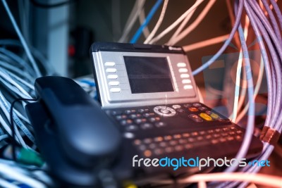 Ip Phone In Network Room Stock Photo