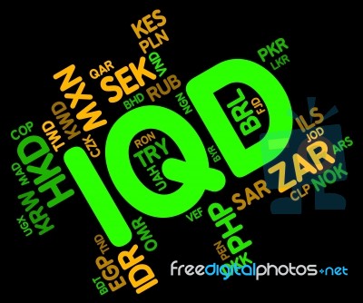 Iqd Currency Indicates Foreign Exchange And Dinar Stock Image