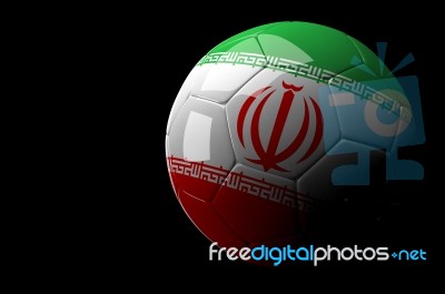 Iran Flag Soccer Ball Isolated Dark Background Stock Image