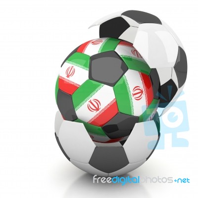 Iran Flag Soccer Ball Isolated White Background Stock Image