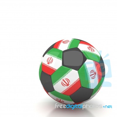 Iran Flag Soccer Ball Isolated White Background Stock Image