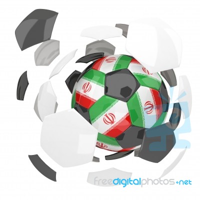 Iran Flag Soccer Ball Isolated White Background Stock Image