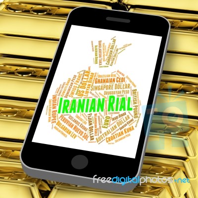 Iranian Rial Shows Exchange Rate And Coinage Stock Image