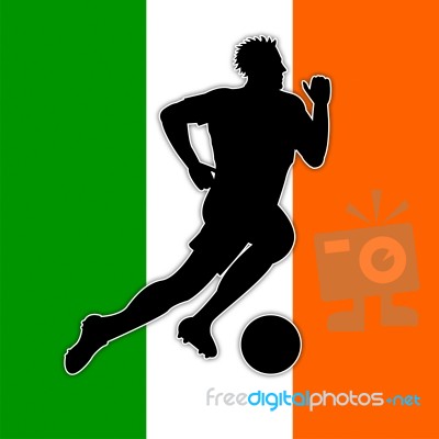 Ireland Soccer Represents Waving Flag And Irish Stock Image