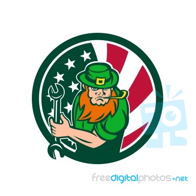 Irish-american Mechanic Usa Flag Icon Stock Image