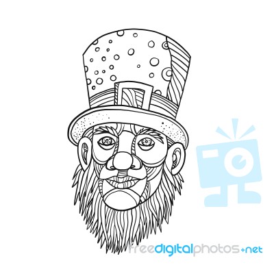 Irish Leprechaun Mono Line Stock Image