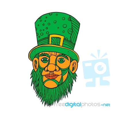 Irish Leprechaun Mono Line Color Stock Image