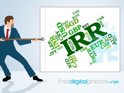 Irr Currency Means Iran Rial And Broker Stock Image