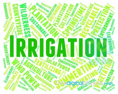 Irrigation Word Represents Irrigating Text And Soaks Stock Image