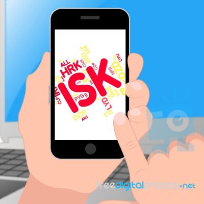 Isk Currency Means Worldwide Trading And Coin Stock Image