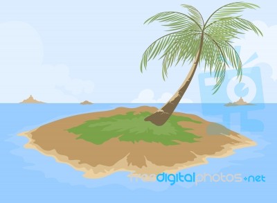 Island Cartoon Scene Stock Image