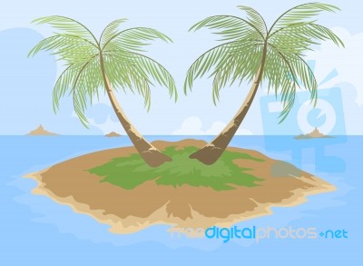 Island Cartoon Scene Stock Image