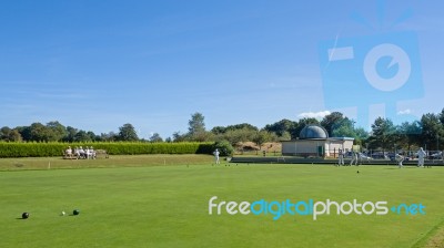 Isle Of Thorns, Sussex/uk - September 11 : Lawn Bowls Match At I… Stock Photo