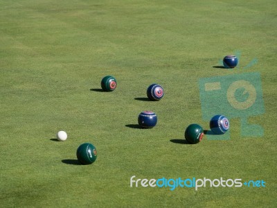 Isle Of Thorns, Sussex/uk - September 11 : Lawn Bowls Match At I… Stock Photo