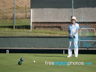 Isle Of Thorns, Sussex/uk - September 11 : Lawn Bowls Match At I… Stock Photo