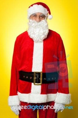 Isolated Aged Male Dresses In Santa Attire Stock Photo