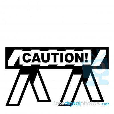 Isolated Barier With Caution Text- Illustration Stock Image