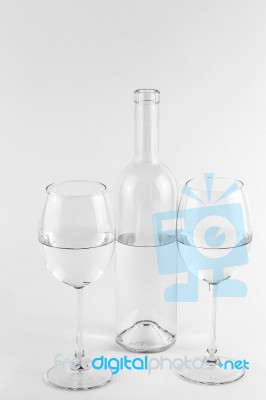 Isolated Bottle And Glasses Stock Photo