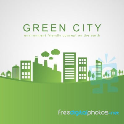 Isolated City Buildings On Green Design Stock Image