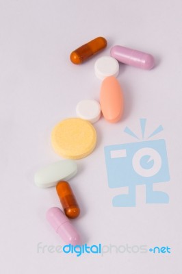 Isolated Multi Color Of Pills Stock Photo