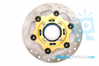 Isolated New Disc Brake For Motorcycle Stock Photo