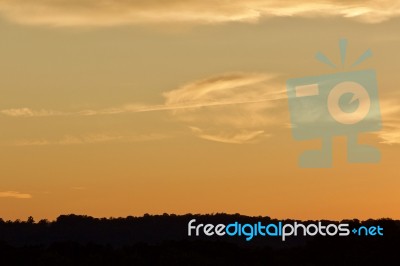 Isolated Photo Of An Amazing Sunset On A Lake Stock Photo