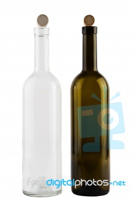 Isolated Red And White Wine Bottles Stock Photo