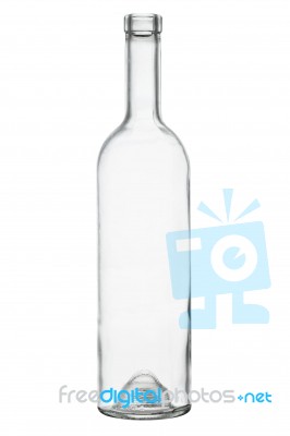 Isolated Transparent Bottle For White Vine Stock Photo