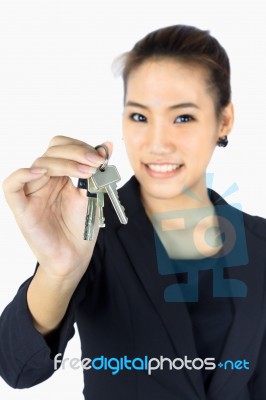 Isolated Young Business Woman Stock Photo