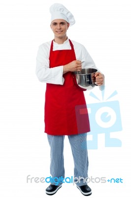 Isolated Young Male Chef Posing Stock Photo