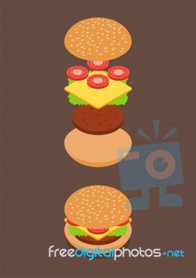 Isometric Of Burger Ingredients Stock Image