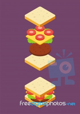 Isometric Of Sandwich Ingredients Stock Image