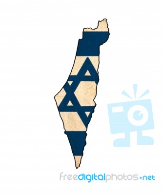 Israel Map On Israel  Flag Drawing ,grunge And Retro Flag Series… Stock Image