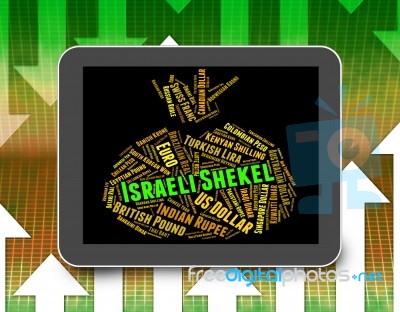 Israeli Shekel Represents Exchange Rate And Currencies Stock Image