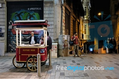 Istanbul, Turkey - May 24 : People Out And About At Night In Istanbul Turkey On May 24, 2018. Unidentified People Stock Photo