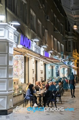 Istanbul, Turkey - May 24 : People Out And About At Night In Istanbul Turkey On May 24, 2018. Unidentified People Stock Photo